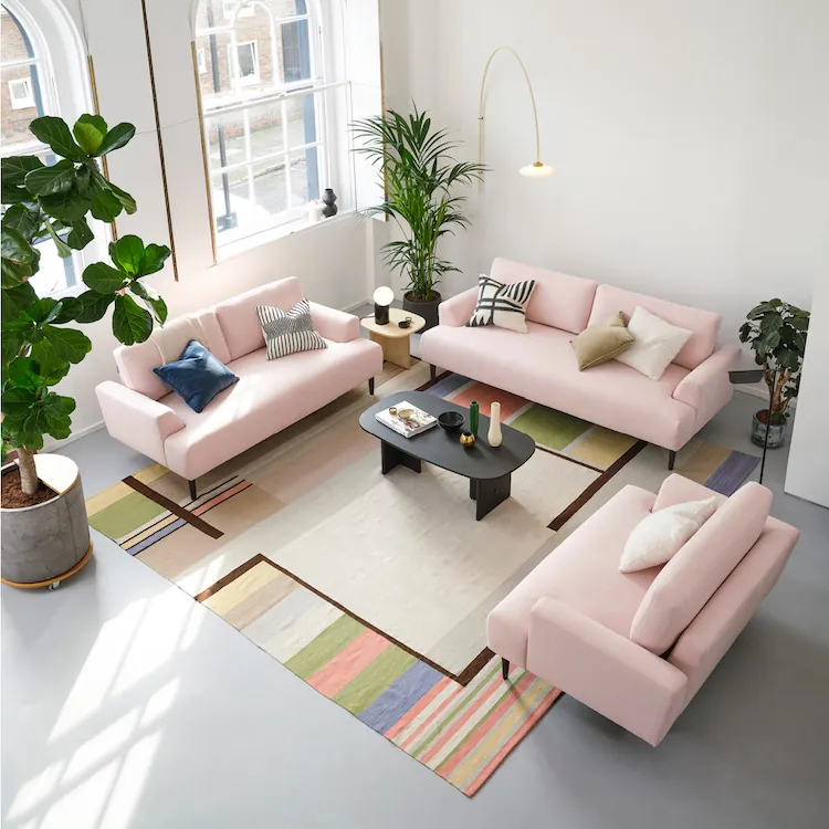 pink sofa and chair